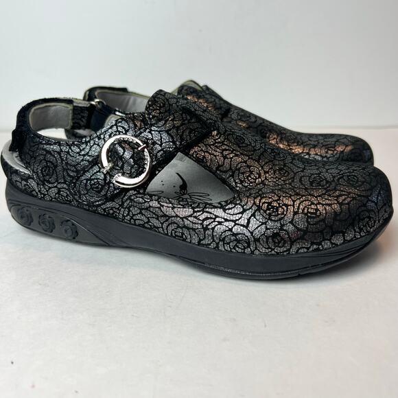 Therafit Chloe Women's Adjustable Leather Clogs Slip-On Comfort Shoes Silver Sz - Picture 1 of 10